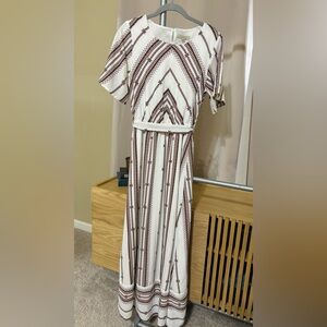 Rust and White Patterned Maxi Dress
